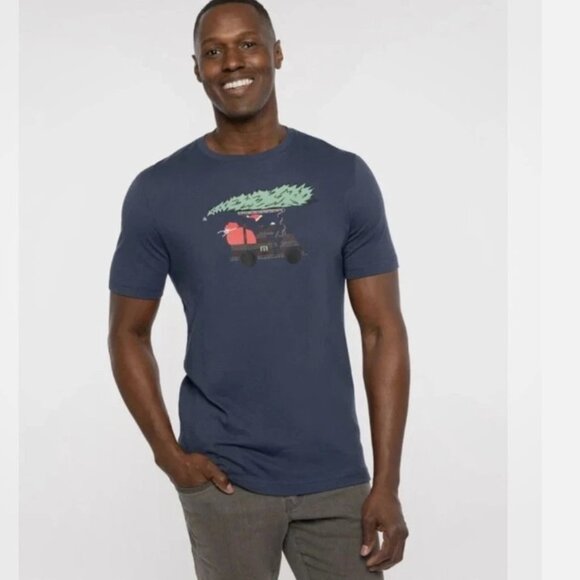 Travis Mathew Shirt Mens Sm Blue Jingle Jangle Short Sleeve Christmas Golf Tee - Picture 2 of 11